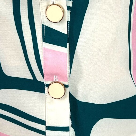 CLOSET. LONDON 4 Green, White and Pink Off Shoulder Dress Long Sleeve Retro‎ 60s - Picture 4 of 10